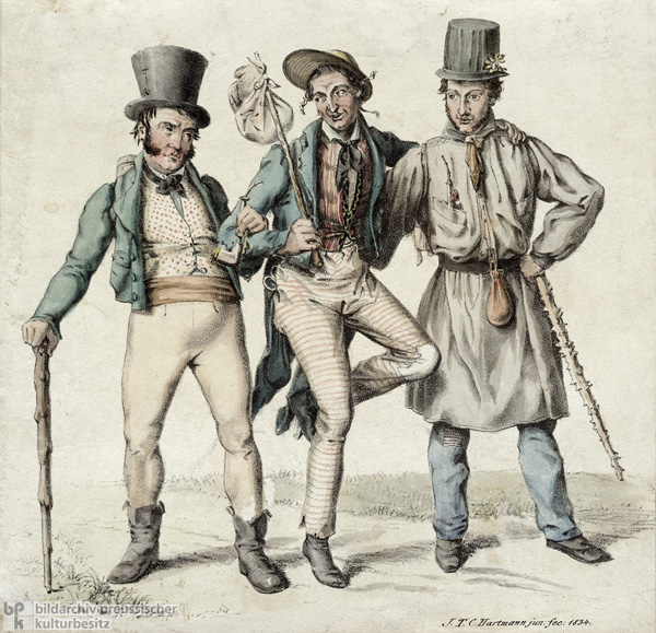 Johann Nepomuk Nestroy (left) in <i>The Evil Spirit of Lumpacivagabundus or: The Slovenly Threesome</i> from 1833 (1834)
